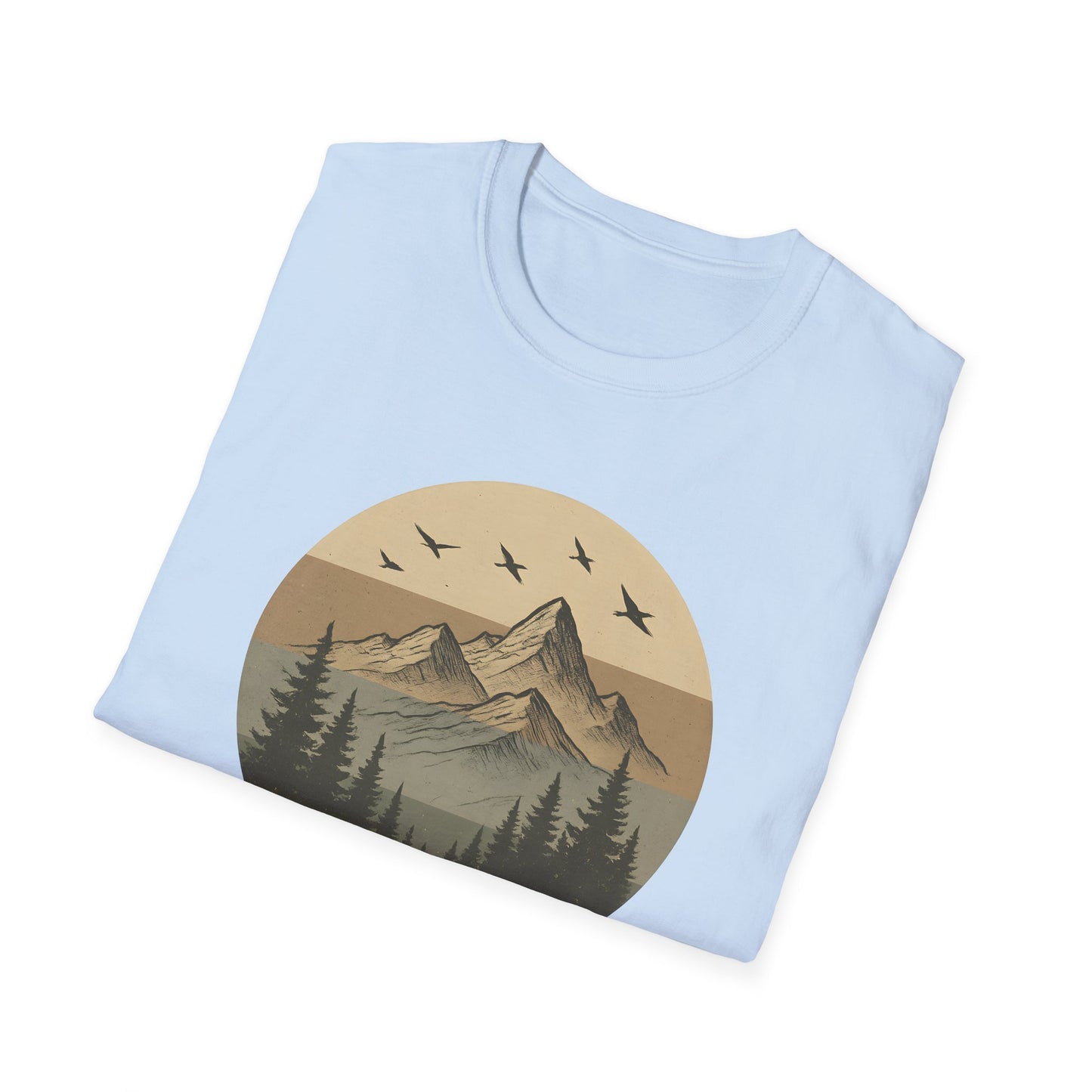 Retro Mountain Landscape Earth Tones T-shirt