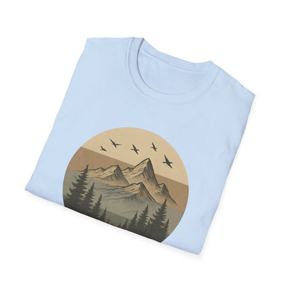 Retro Mountain Landscape Earth Tones T-shirt