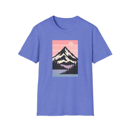 Retro Mountain Peak Pink Sunset T-shirt