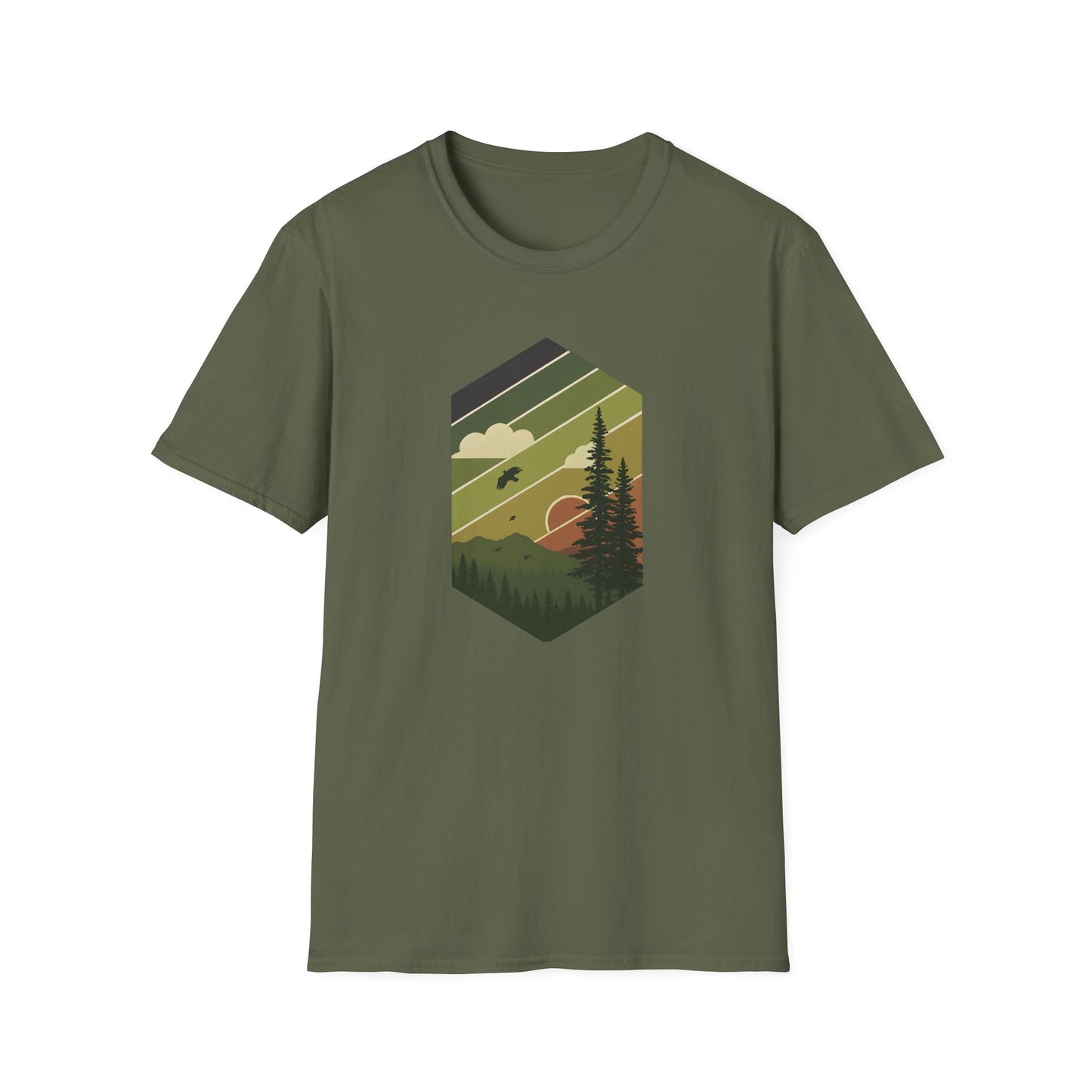 Retro Pine Forest Sunset T-shirt