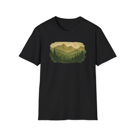 Brushstroke Green Mountain Landscape T-shirt