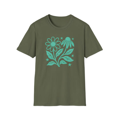 Flowers Under The Stars Ink Print T-shirt