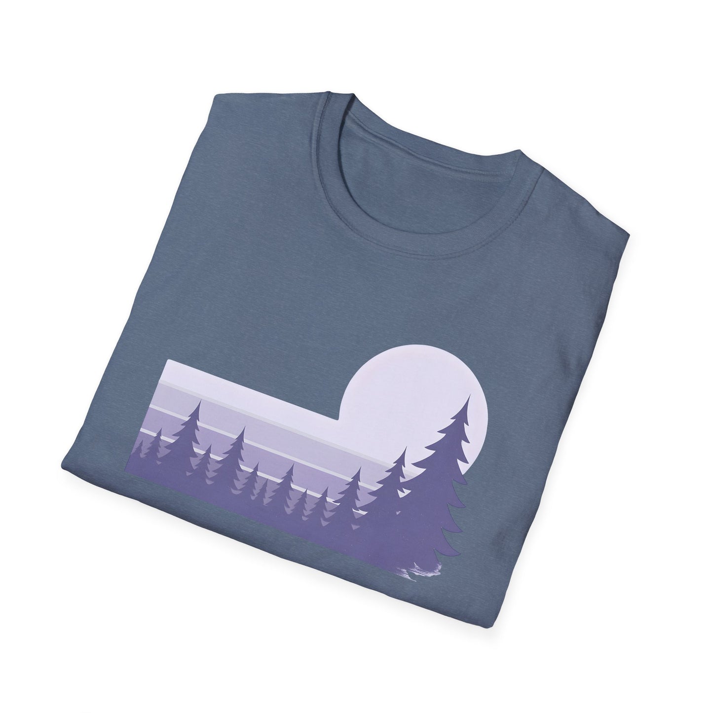Retro Lilac Sunset Over Pines T-shirt