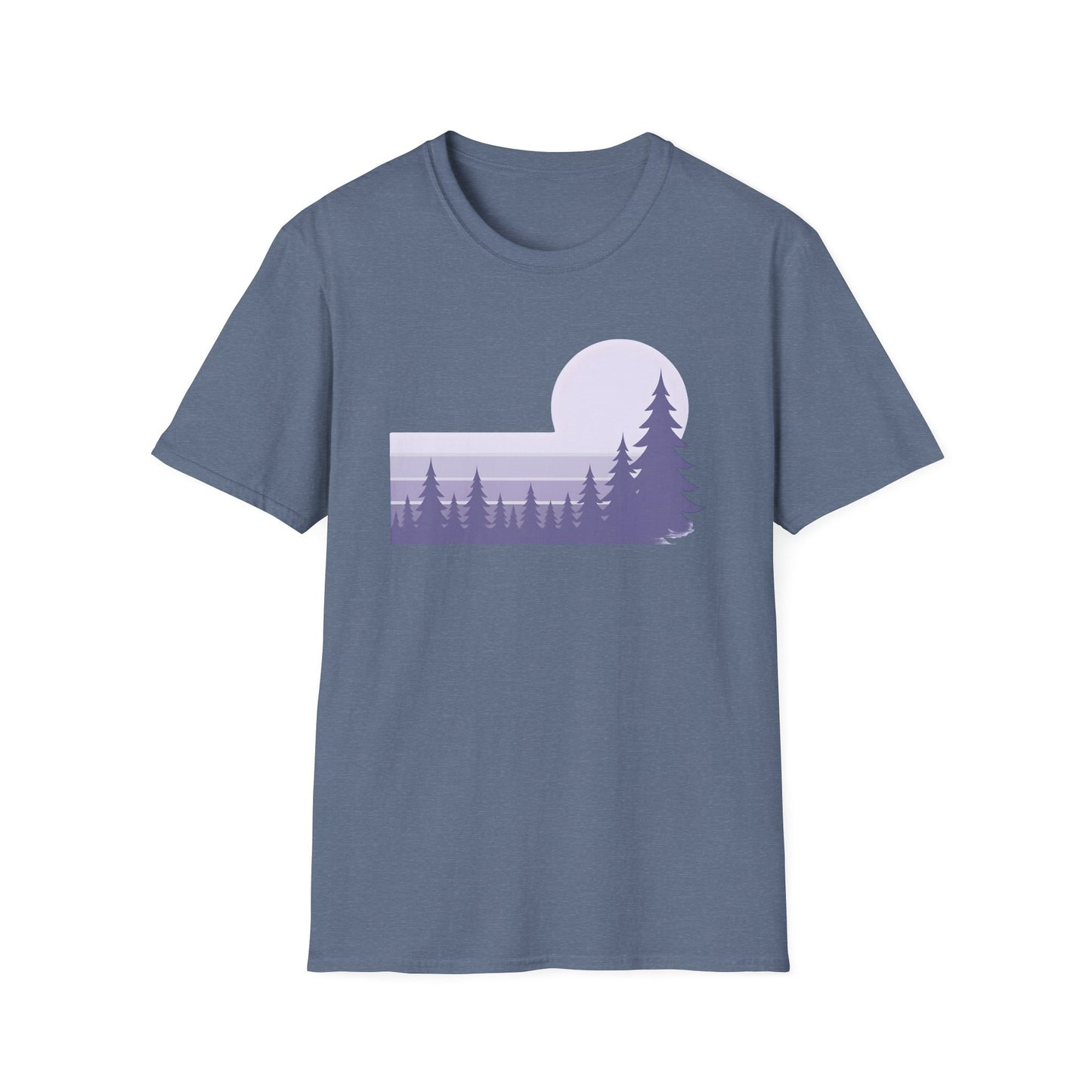 Retro Lilac Sunset Over Pines T-shirt