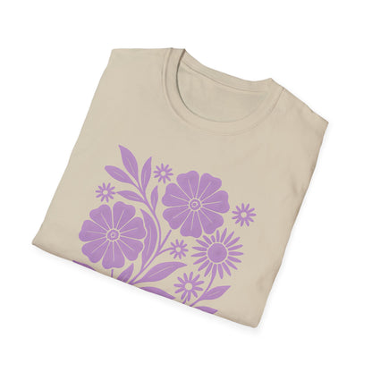 Flower Gathering Lavender Ink Print T-shirt