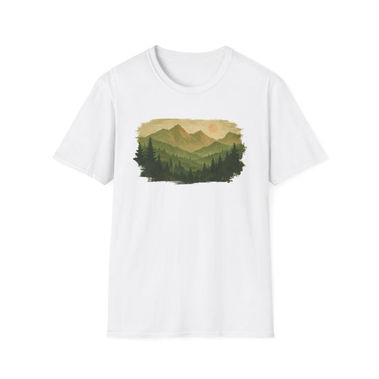 Brushstroke Green Mountain Landscape T-shirt