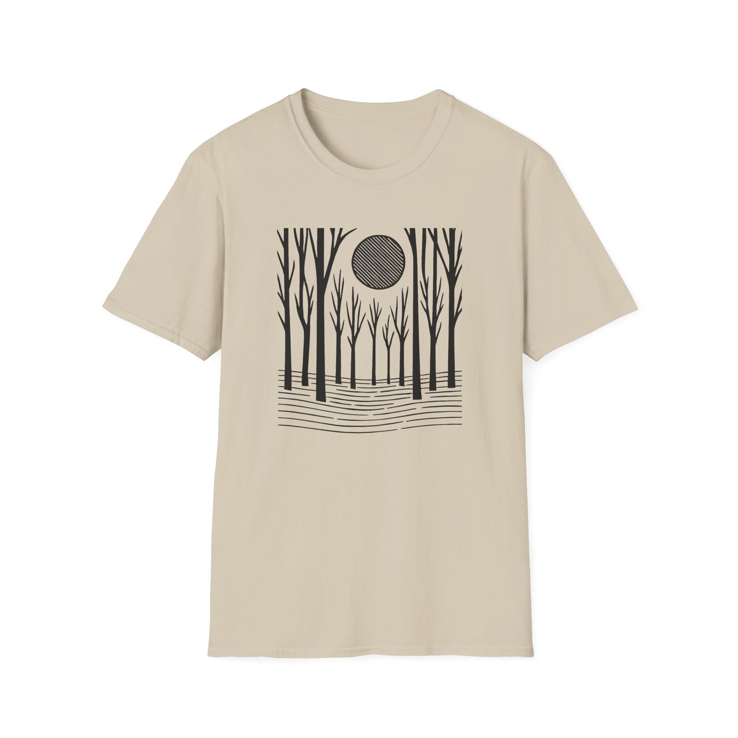 Striped Moon Over Winter Forest T-shirt