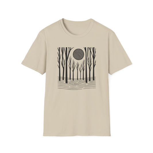 Striped Moon Over Winter Forest T-shirt