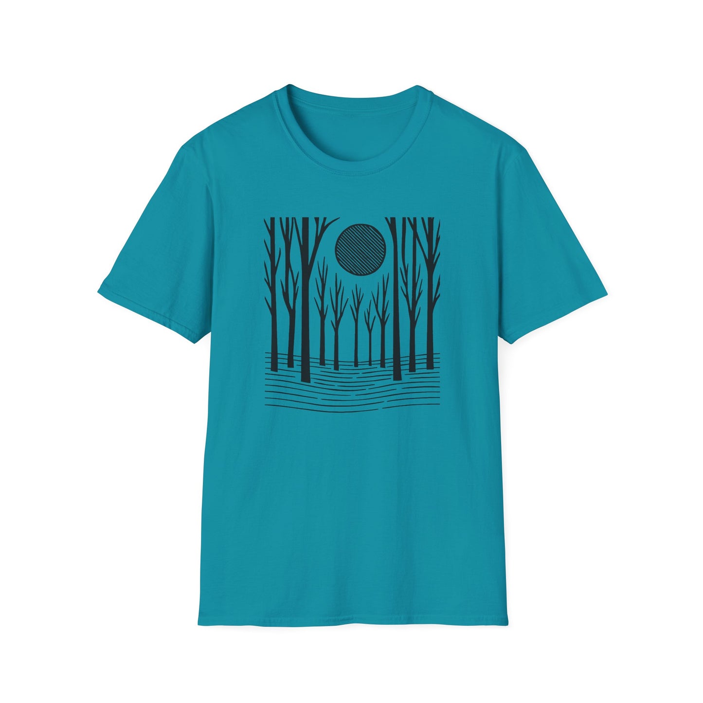 Striped Moon Over Winter Forest T-shirt