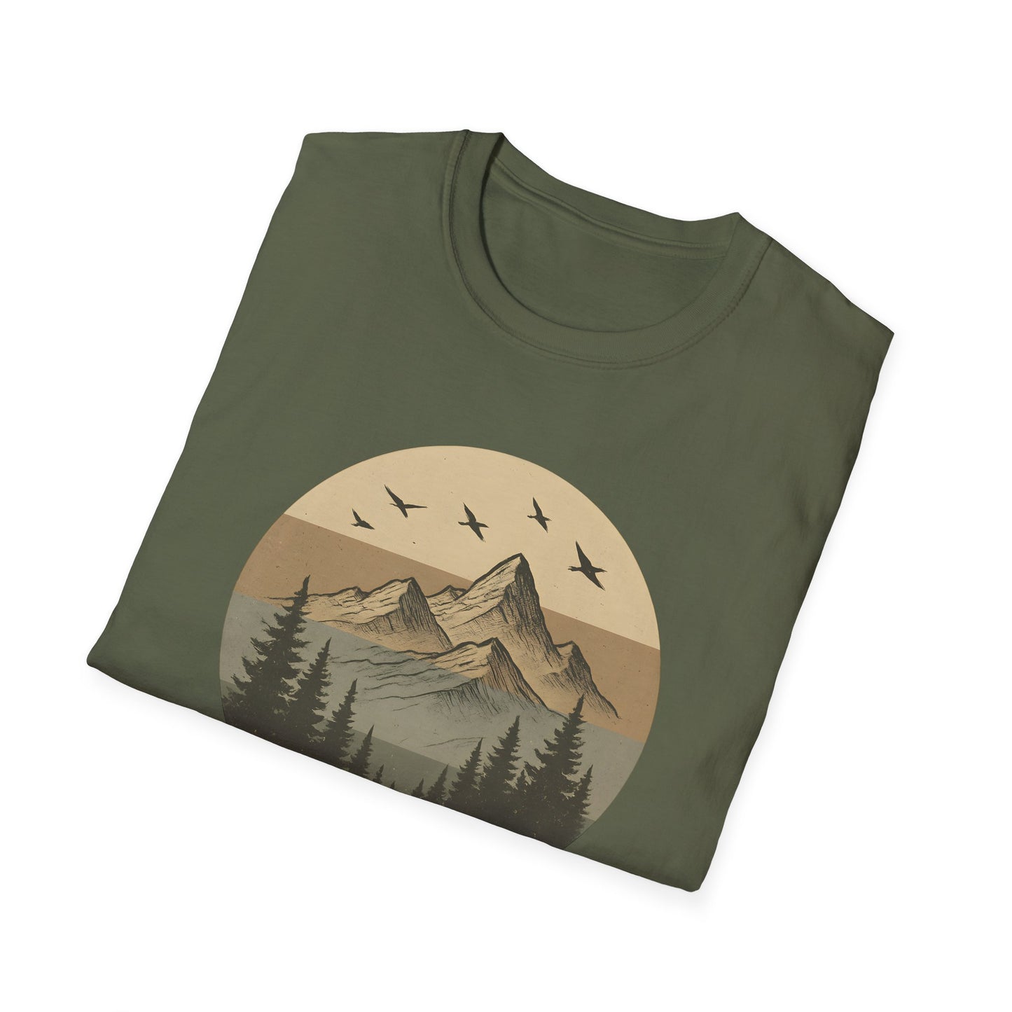 Retro Mountain Landscape Earth Tones T-shirt