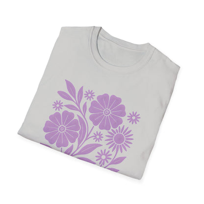 Flower Gathering Lavender Ink Print T-shirt
