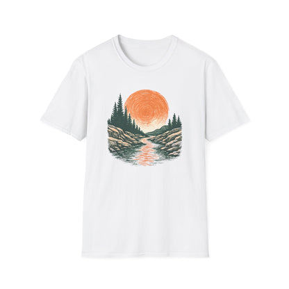 Vintage Sunset Over River T-shirt