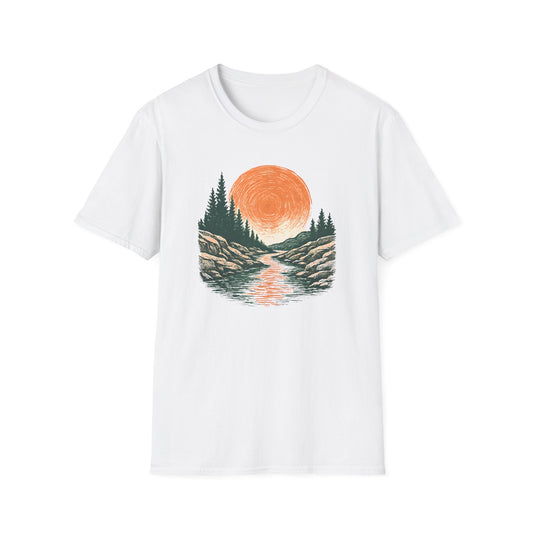 Vintage Sunset Over River T-shirt