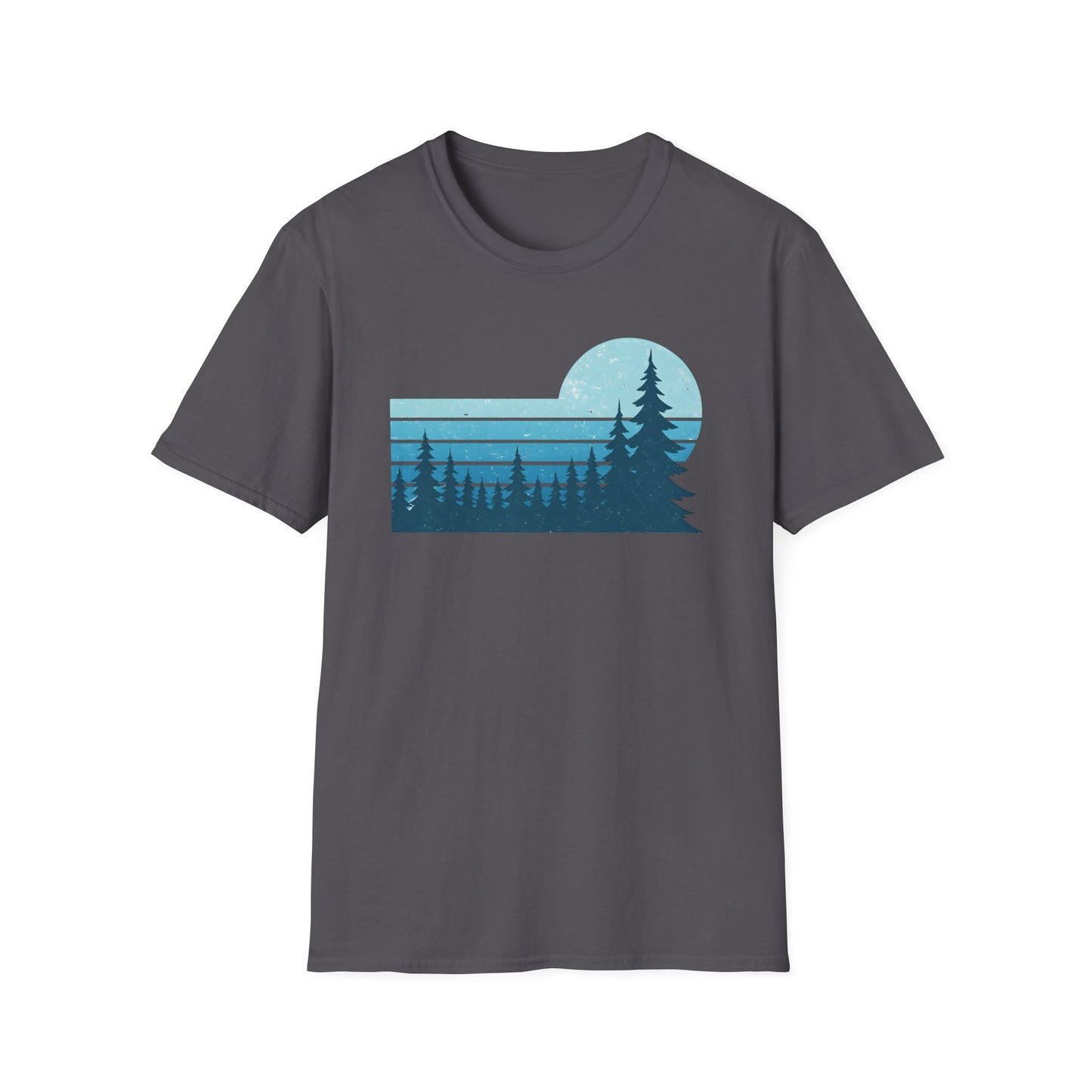 Retro Teal Sunset Over Pines T-shirt
