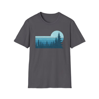 Retro Teal Sunset Over Pines T-shirt
