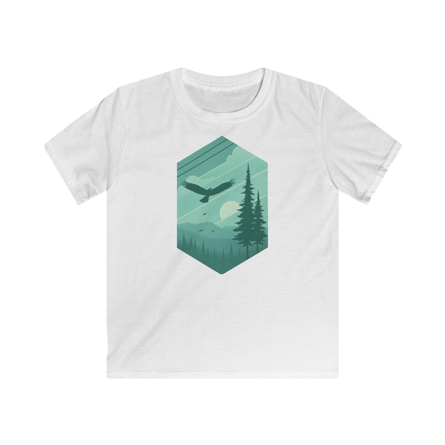 Children’s Soaring Eagle Over Green Pines T-shirt