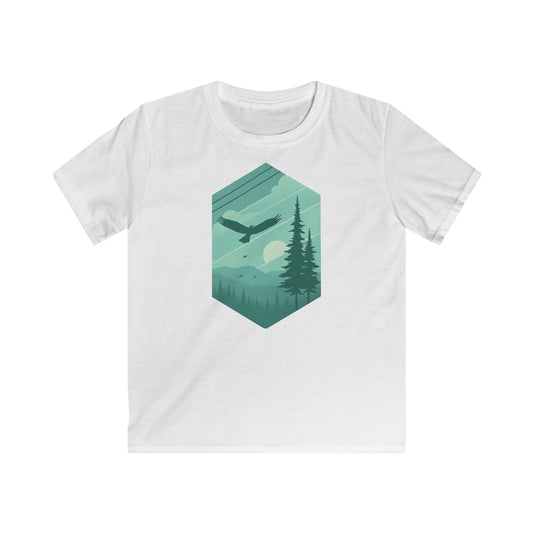 Children’s Soaring Eagle Over Green Pines T-shirt