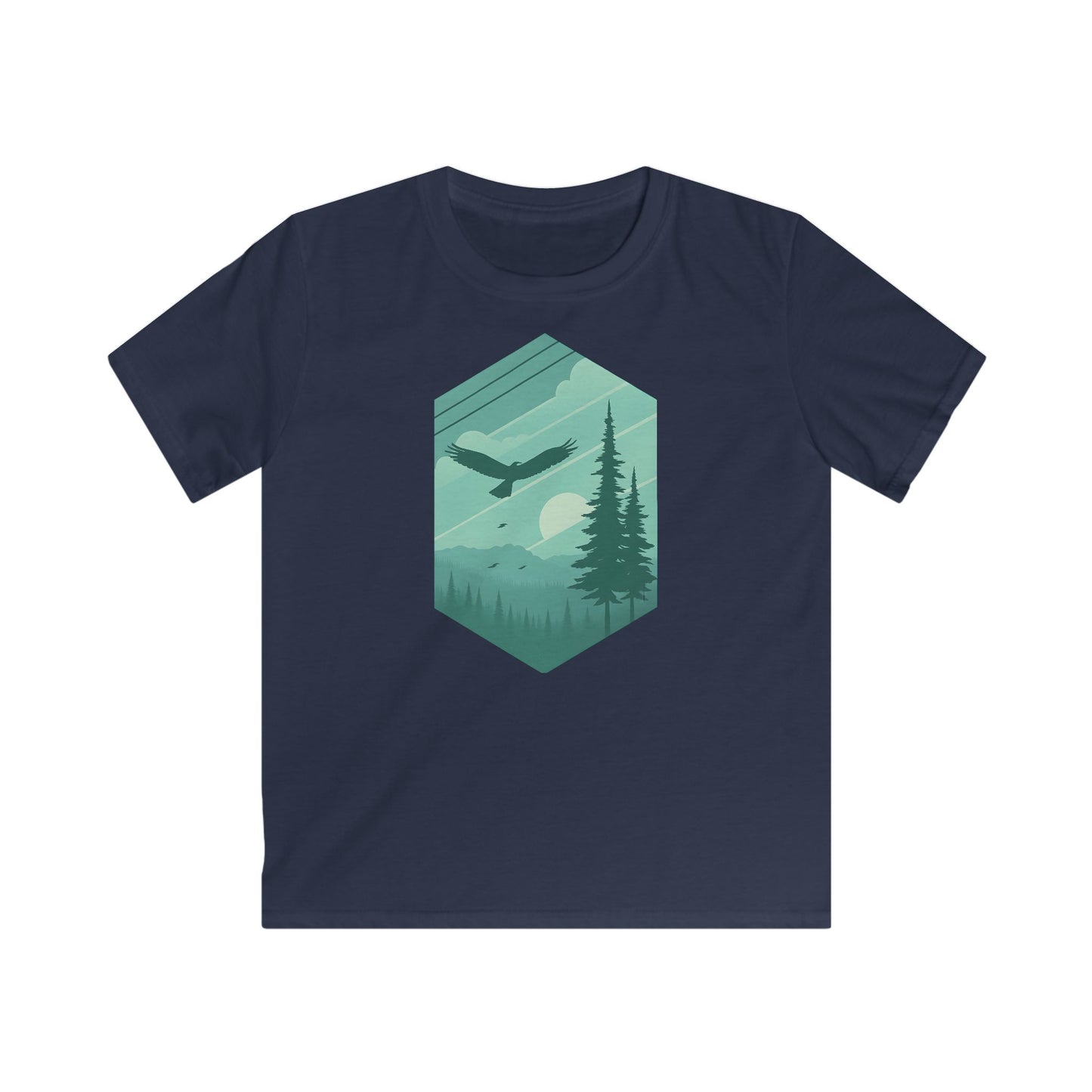 Children’s Soaring Eagle Over Green Pines T-shirt