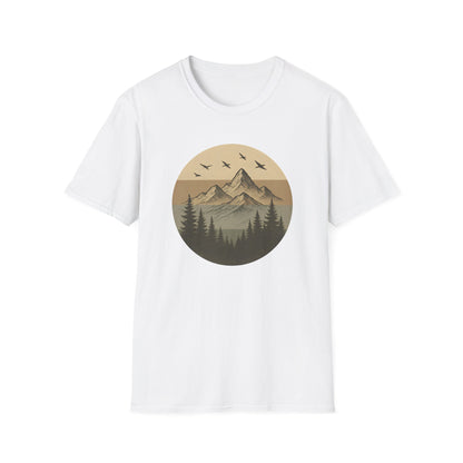 Retro Mountain Landscape Earth Tones T-shirt