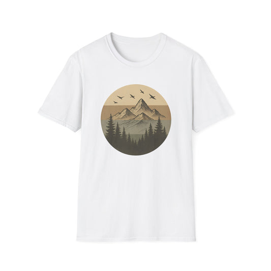 Retro Mountain Landscape Earth Tones T-shirt