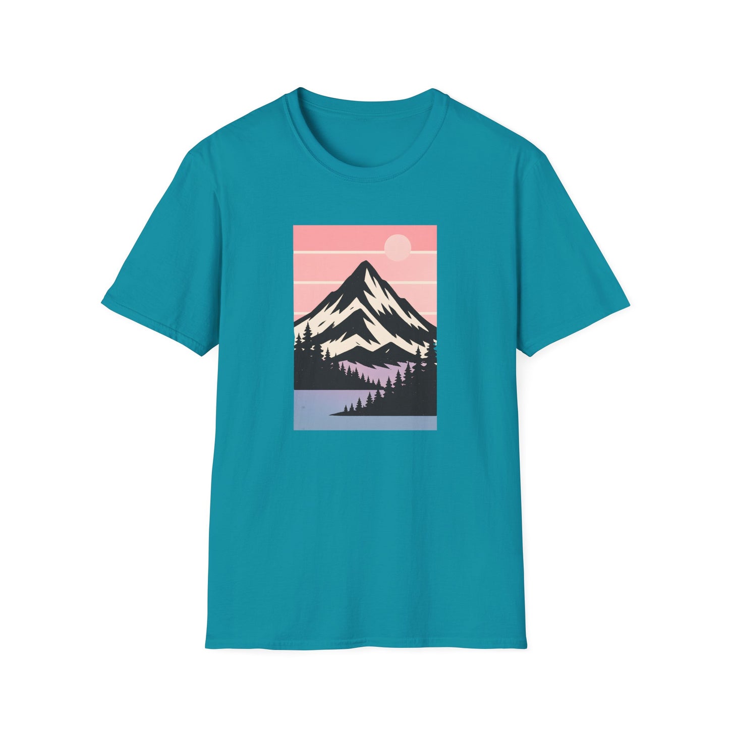 Retro Mountain Peak Pink Sunset T-shirt