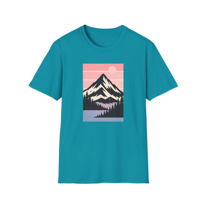 Retro Mountain Peak Pink Sunset T-shirt