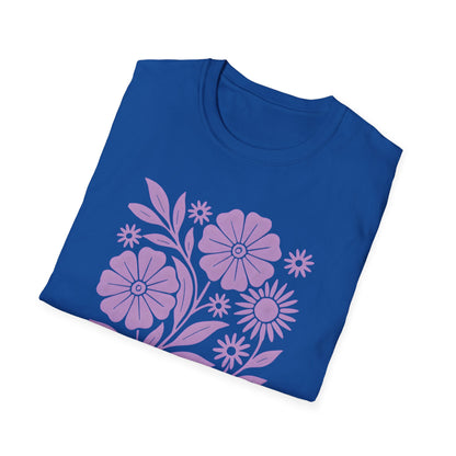 Flower Gathering Lavender Ink Print T-shirt
