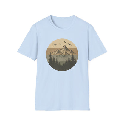 Retro Mountain Landscape Earth Tones T-shirt