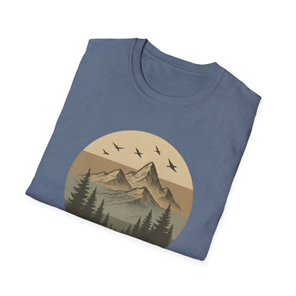 Retro Mountain Landscape Earth Tones T-shirt