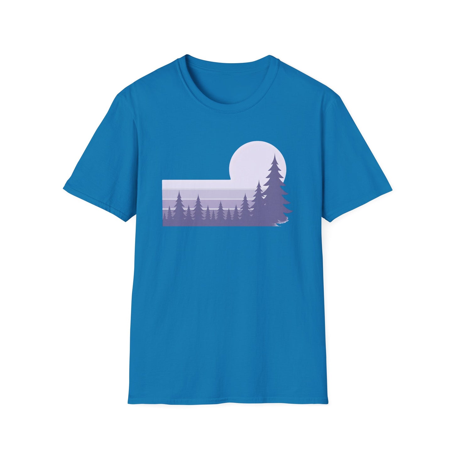 Retro Lilac Sunset Over Pines T-shirt