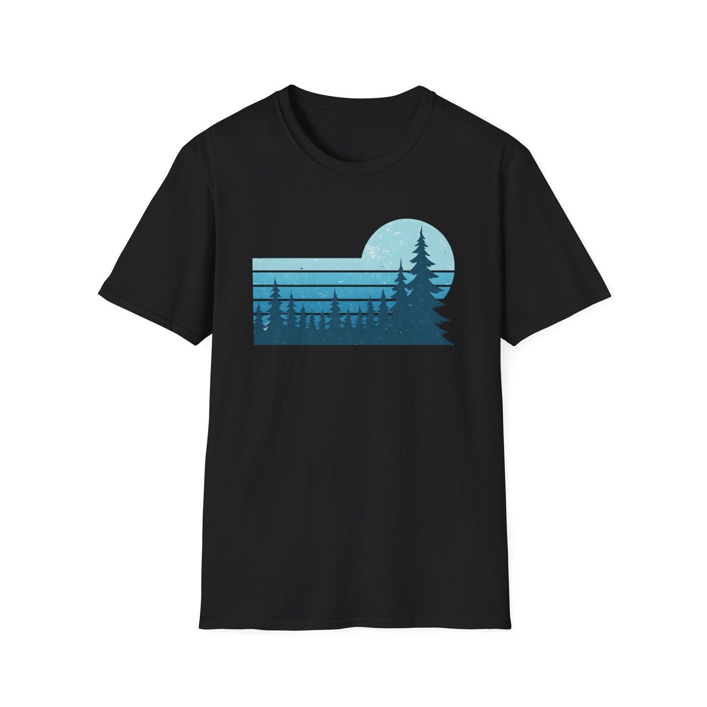 Retro Teal Sunset Over Pines T-shirt