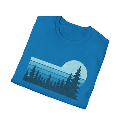 Retro Teal Sunset Over Pines T-shirt