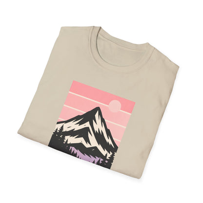 Retro Mountain Peak Pink Sunset T-shirt
