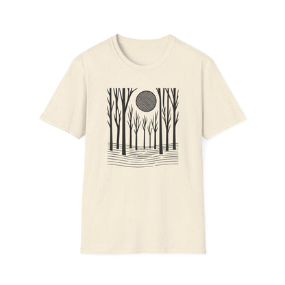 Striped Moon Over Winter Forest T-shirt