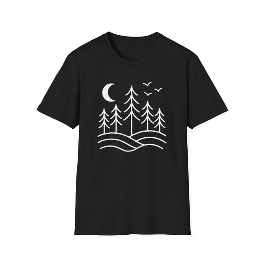Minimalist Pines Under The Moon T-shirt