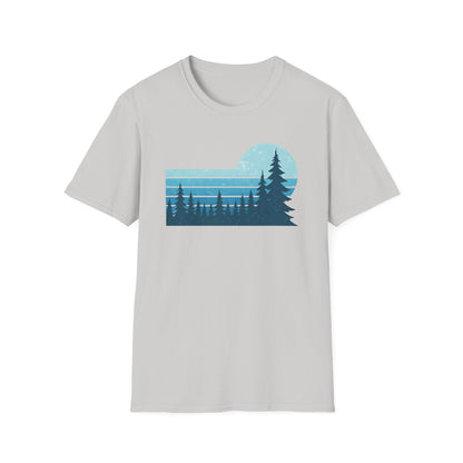 Retro Teal Sunset Over Pines T-shirt