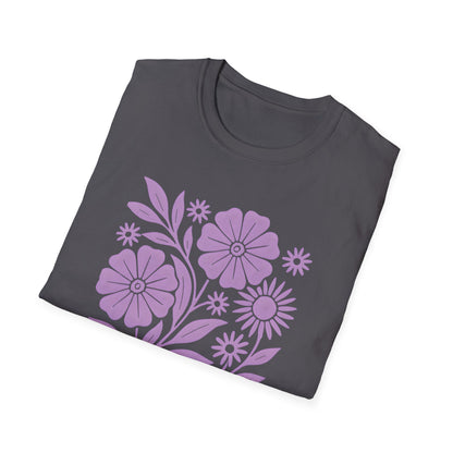 Flower Gathering Lavender Ink Print T-shirt