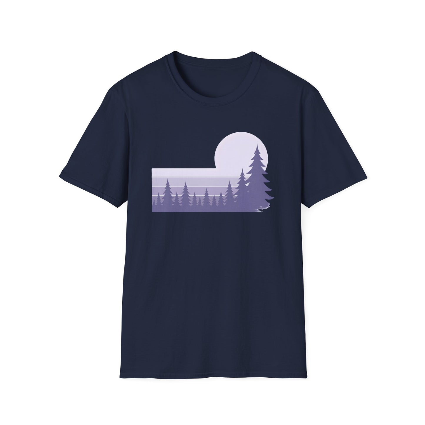 Retro Lilac Sunset Over Pines T-shirt