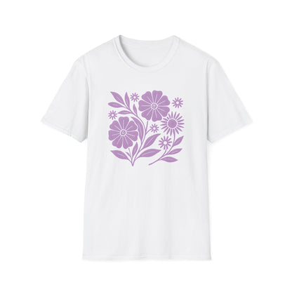 Flower Gathering Lavender Ink Print T-shirt