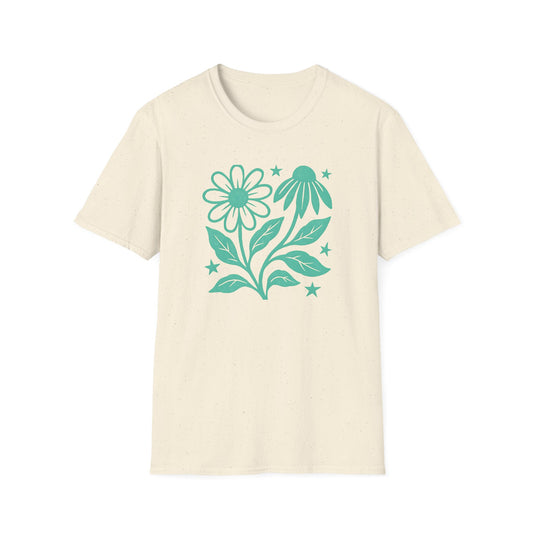 Flowers Under The Stars Ink Print T-shirt