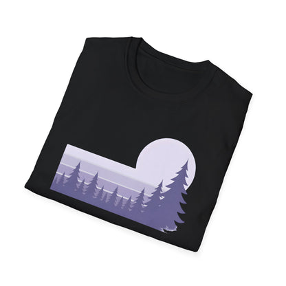 Retro Lilac Sunset Over Pines T-shirt