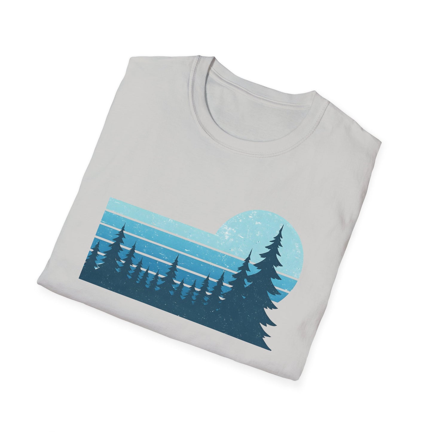 Retro Teal Sunset Over Pines T-shirt