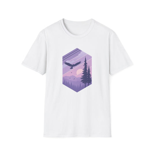 Soaring Eagle Over Purple Pines T-shirt