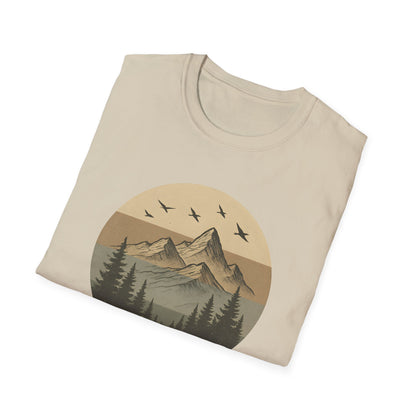 Retro Mountain Landscape Earth Tones T-shirt