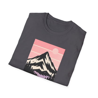 Retro Mountain Peak Pink Sunset T-shirt