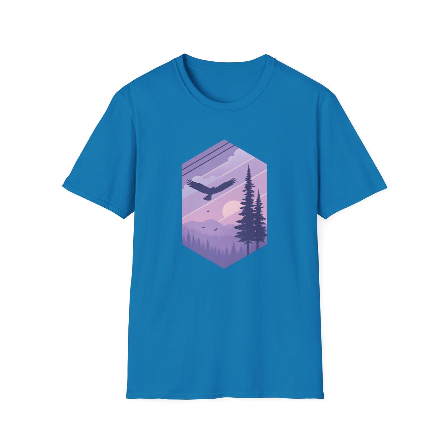 Soaring Eagle Over Purple Pines T-shirt