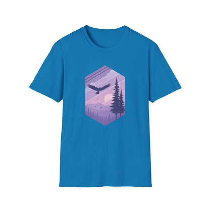 Soaring Eagle Over Purple Pines T-shirt