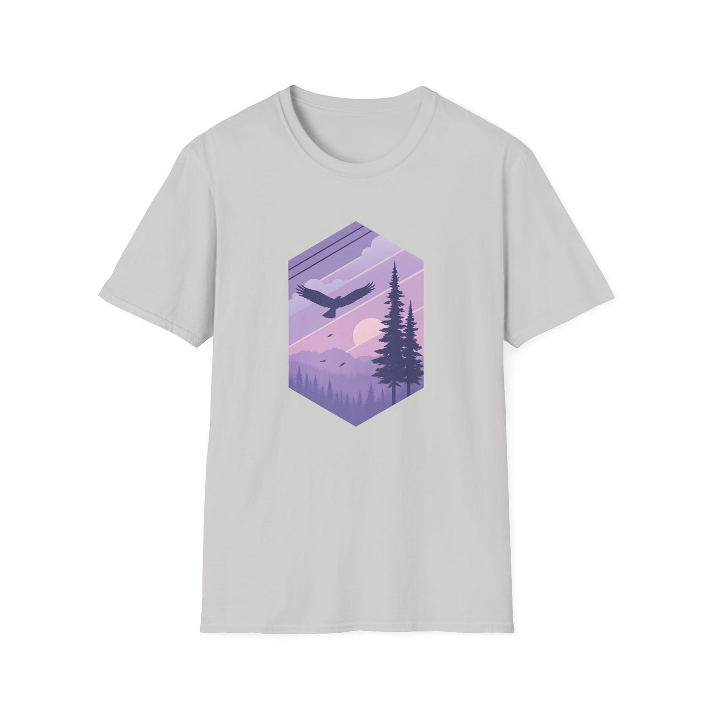 Soaring Eagle Over Purple Pines T-shirt