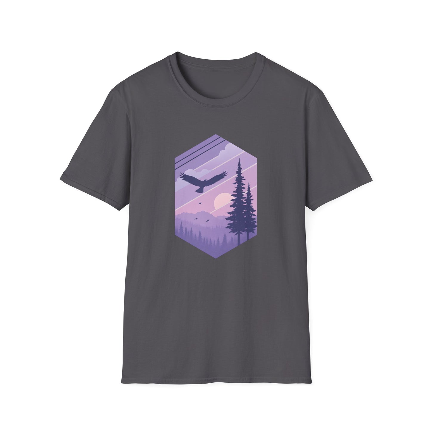 Soaring Eagle Over Purple Pines T-shirt