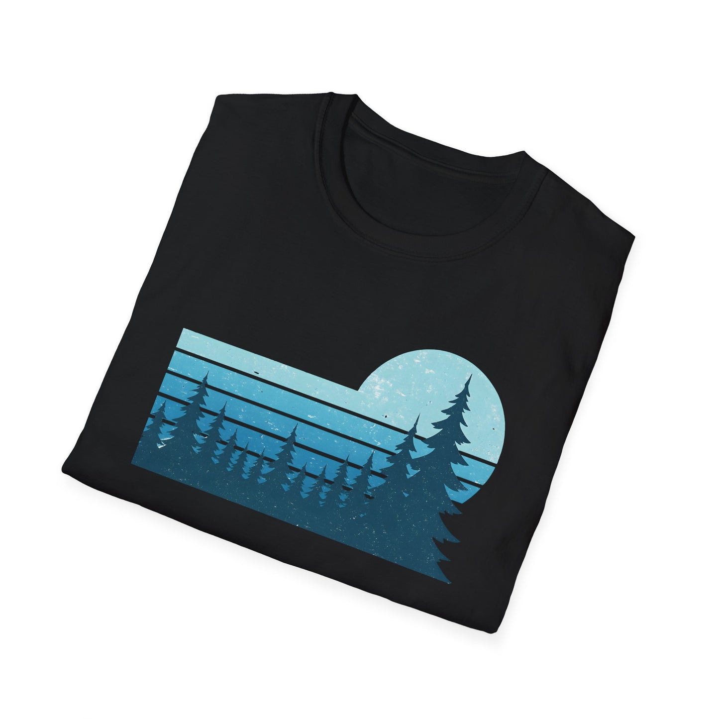 Retro Teal Sunset Over Pines T-shirt